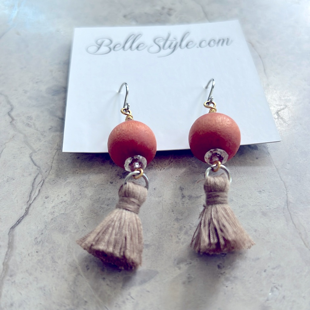 Bellestyle Tennessee Vintage Rosewood Cotton Tassel Earrings